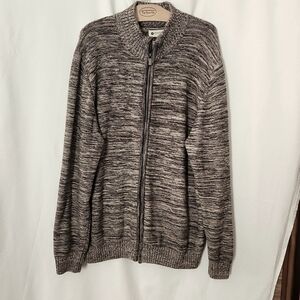 Haggar Men's Mock Neck Long Sleeve Zip-Up Gray Cardigan